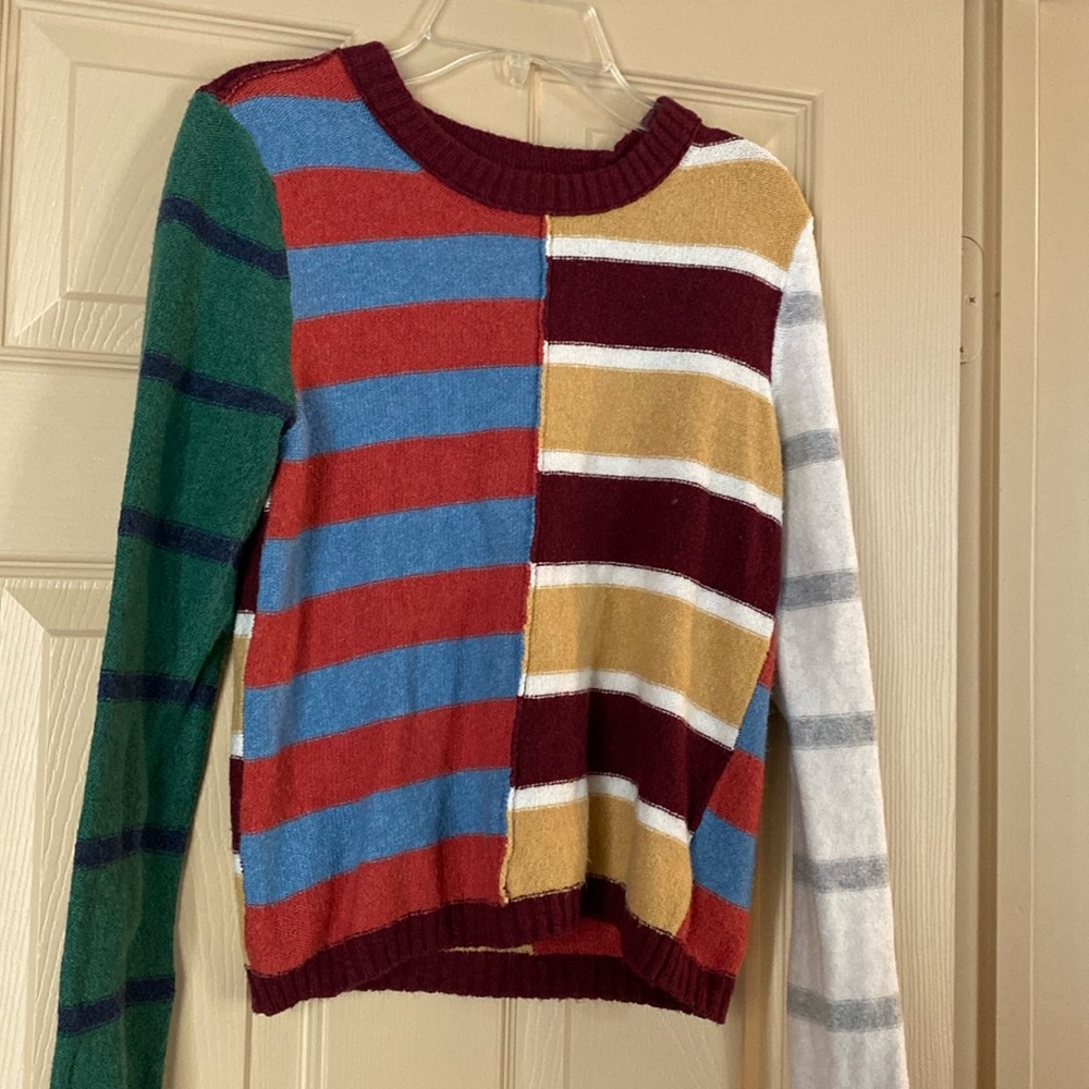 American Eagle Striped Sweater + NWT Madewell Gray Beanie